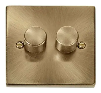 Deco 2Gang 2way Antique Brass Dimmer Switch