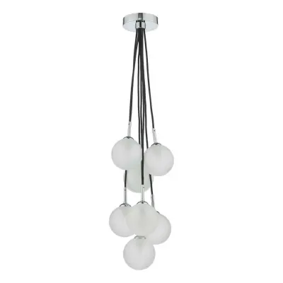 Elpis 7 Light Cluster in Polished Chrome & Opal Glass