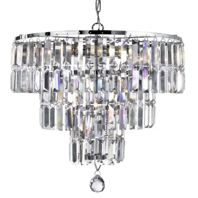 Empire Chrome 5 Light Chandelier With Bevelled Crystal Coffin Drops | Online Lighting Shop