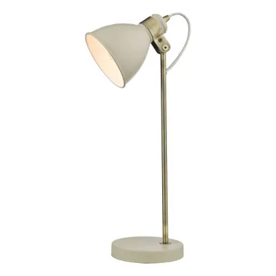 Frederick Gloss Cream Table Lamp with Antique Brass Detail
