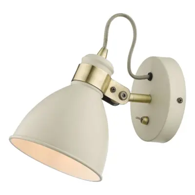 Frederick Gloss Cream Wall Light with Antique Brass Detail