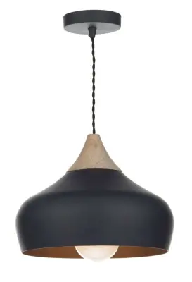 Gaucho 1-Light Black/Wood Pendant