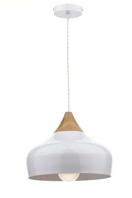 Gaucho 1-Light White/Wood Pendant