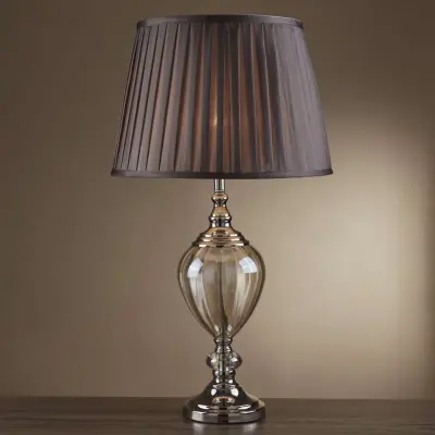 Greyson Table Lamp Amber Glass Urn With Brown Shade