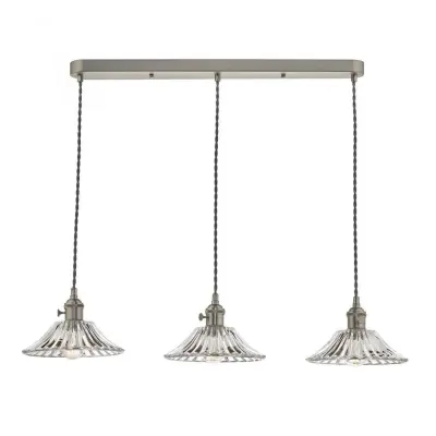 Hadano 3 Light Suspension in Antique Chrome With Flared Glass Shades