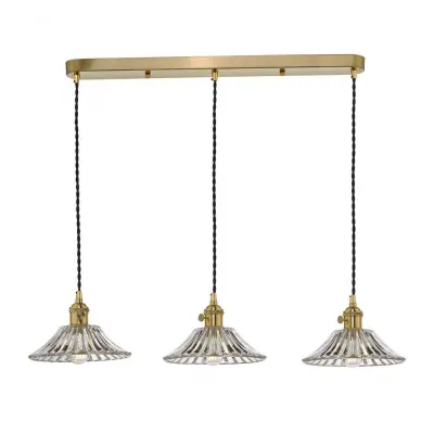 Hadano 3 Light Suspension in Natural Brass With Flared Glass Shades