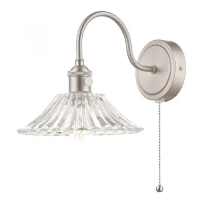 Hadano Antique Chrome Wall Light With Flared Glass Shade
