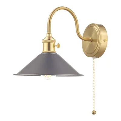 Hadano Brass Wall Light With Antique Pewter Shade