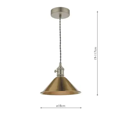 Hadano Pendant in Antique Chrome With Aged Brass Shade