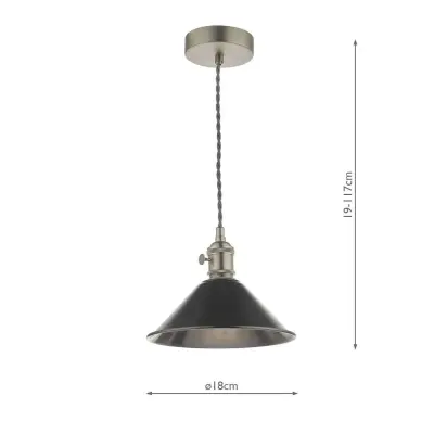 Hadano Pendant in Antique Chrome With Antique Pewter Shade
