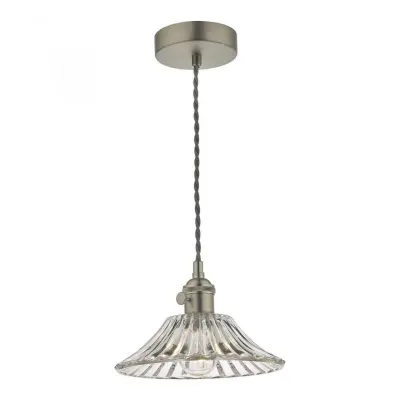 Hadano Pendant in Antique Chrome With Flared Glass Shade