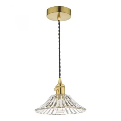 Hadano Pendant in Natural Brass With Flared Glass Shade