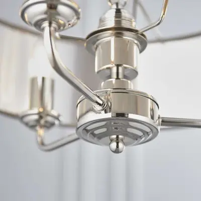 Highclere 3 Light Pendant in Bright Nickel C/W Charcoal Shade