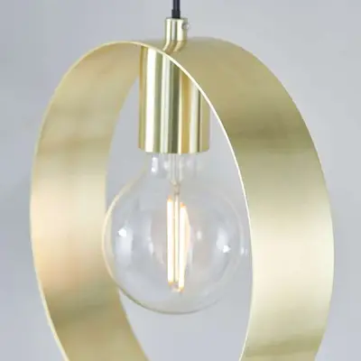 Hoop Single Pendant in Brushed Brass Finish