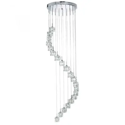 Ice Cube Dimmable LED 20 Light Multi-Drop Chrome