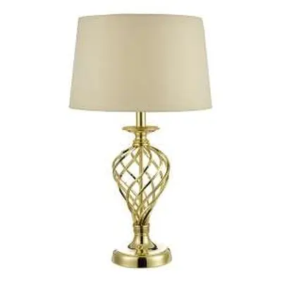 Iffley Touch Table Lamp Gold Cage Base C/W Ivory Shade