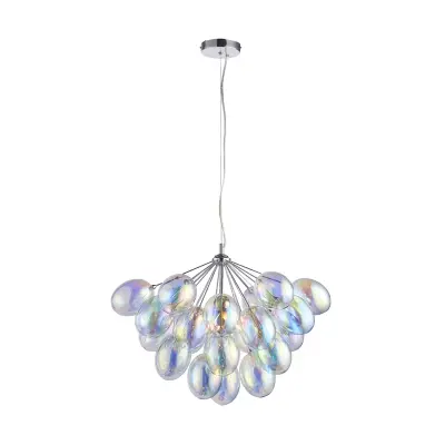 Infinity 6 Light Pendant with Iridescent Glass Shades