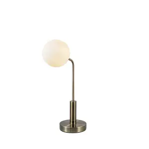 Lando Antique Brass Table Lamp With Opal Shade