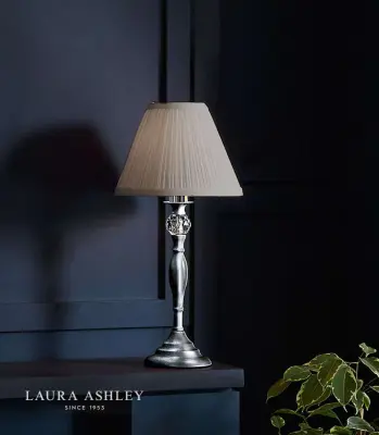 Laura Ashley Ellis Polished Chrome Spindle Table Lamp with Grey Shade