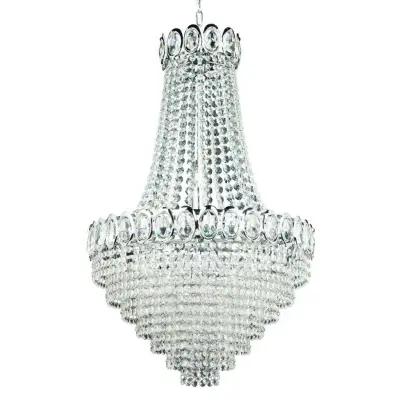 Louis Philipe Crystal 11 Light Chrome Chandelier With Clear Glass  Beads