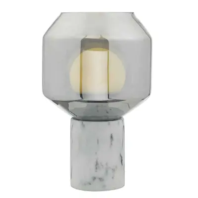 Loxton Table Lamp Marble With Smoked Glass Shade