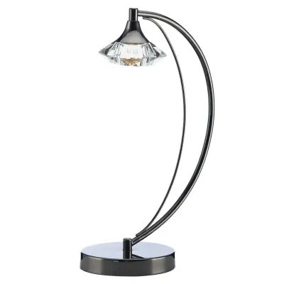 Luther 1 Light Table Lamp complete with Crystal Glass Black Chrome