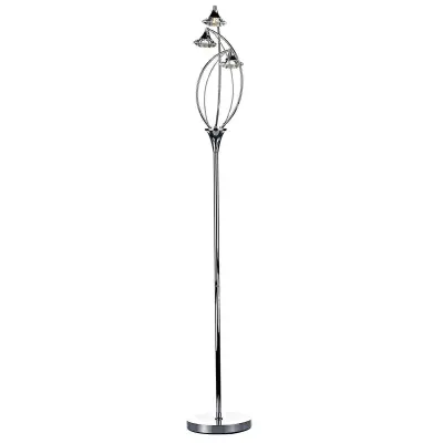 Luther 3 Light Floor Lamp complete with Crystal Glass Polished Chrome