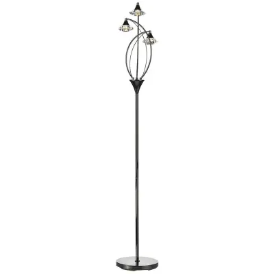 Luther 3 Light Floor Lamp complete with Crystal Glass Satin Chrome