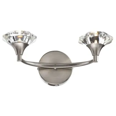 Luther Double Wall Bracket complete with Crystal Glass Satin Chrome LUT0946 | Online Lighting Shop