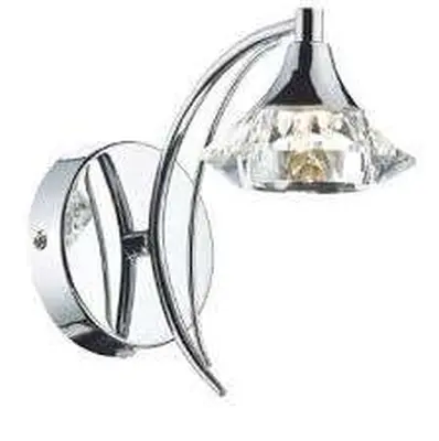Luther Single Wall Bracket complete with Crystal Glass Polished Chrome