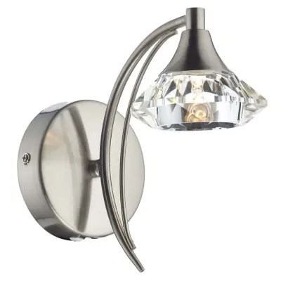 Luther Single Wall Bracket Complete With Crystal Glass Satin Chrome