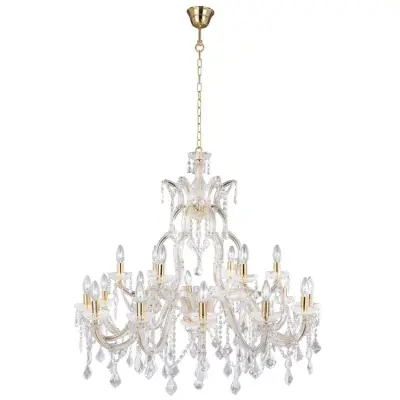 Marie Therese Brass 18 Light Chandelier With Crystal Drops  | Online Ligthing Shop