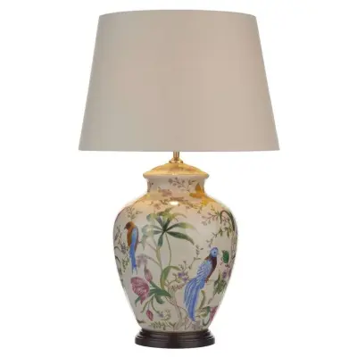 Mimosa Table Lamp White Floral Bird Base Only