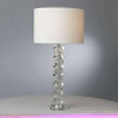 Mina Table Lamp Polished Chrome & Crystal C/W Cream Cotton Shade