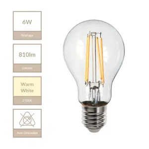 6W GLS Non-Dimmable E27 Bulb in Warm White