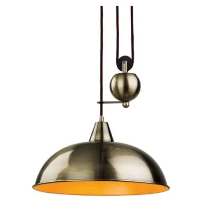 Modern Antique Brass Dome Shade Ceiling Pendant Light