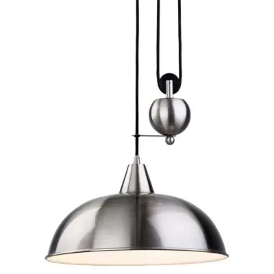 Modern Brushed Steel Dome Shade Ceiling Pendant Light