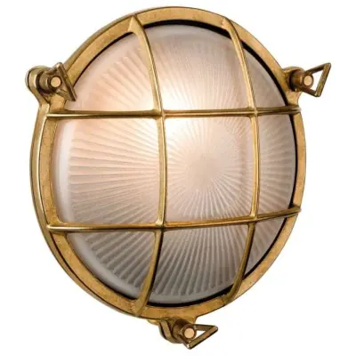 Nautic Oval Brass Flush Outdoor Wall Fitting