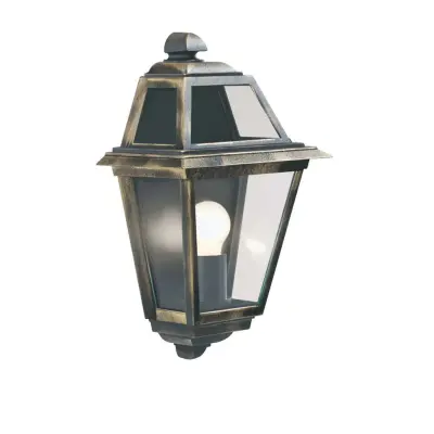 New Orleans Ip44 Black & Gold Wall Light With Clear Glass