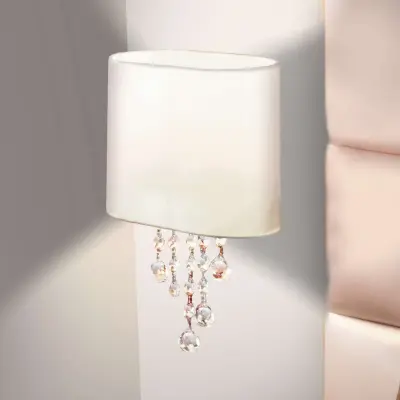 Nina  Chrome/Clear Beads 1 Light Wall Bracket - White Shade