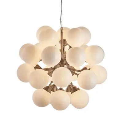Oscar 28 Light Pendant in Satin Nickel with Gloss White Glass