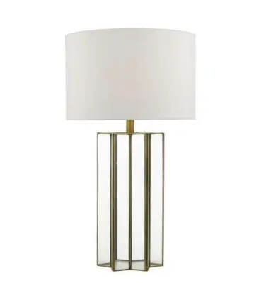Osuna Table Lamp Natural Metal Glass Complete With Shade