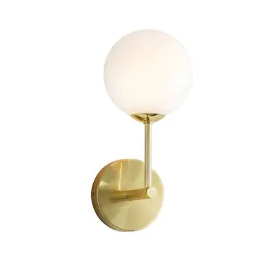 Otto Wall Light in Brushed Brass with Gloss Opal Glass