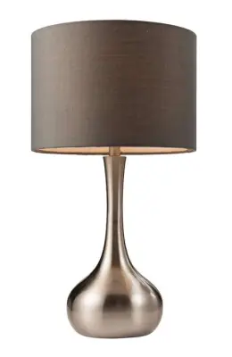 Piccadilly Touch Table Satin Nickel Plate Dark Grey Shade | Online Lighting Shop