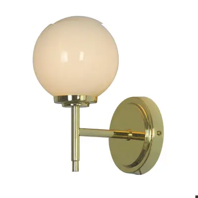 Porto Wall Light in Shiny Brass with Opal Shade IP44