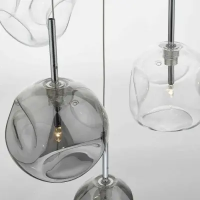Quinn 6 Light Cluster Pendant Smoked / Clear