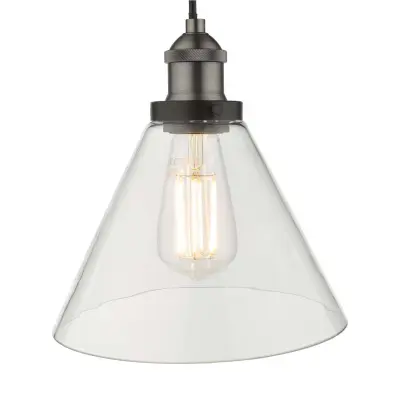 Ray 1 Light Pendant Antique Nickel with Clear Glass