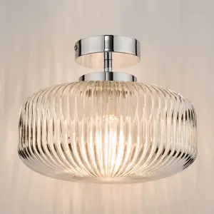 Riva Semi Flush Polished Chrome Bathroom IP44