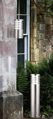 Satin Silver Ip44 Bollard Light With Polycarbonate Diffuser