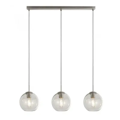 Searchlight 1623-3CL Pendant 3 Light Bar Satin Silver With Clear Glass